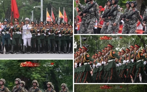 Các khối diễu binh, diễu hành lần lượt tiến vào Quảng trường Ba Đình ngày tổng hợp luyện đầu tiên