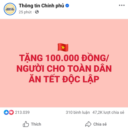 Chính phủ tặng quà người dân ăn Tết Độc lập