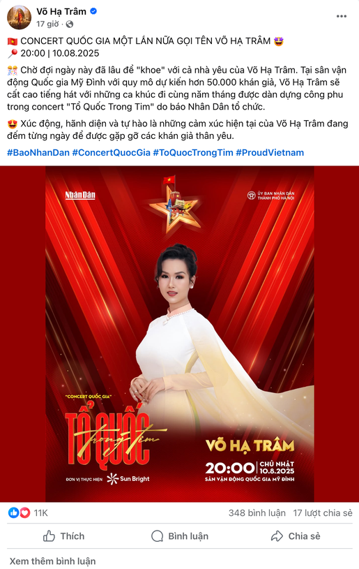 A80 - Nghệ sĩ Võ Hạ Trâm tham gia "Concert Quốc Gia " - Tổ Quốc Trong Tim
