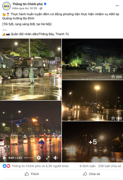 A80 - Thực hành huấn luyện đêm cơ động tại Quảng trường Ba Đình