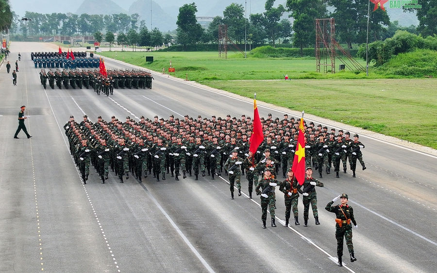 Các khối diễu binh, diễu hành trong nhiệm vụ A80 hợp luyện lần thứ nhất