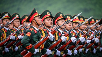 [Ảnh] Hình ảnh các chiến sĩ trong buổi tổng hợp luyện diễu binh, diễu hành lần hai sự kiện A80