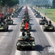 Modern military weapons and vehicles serving national grand parade